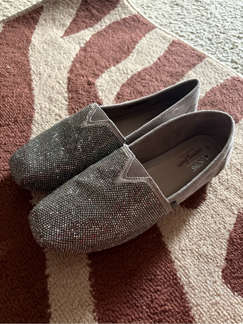BOBS from Skechers’ Silver Glitter Slip-On Flats